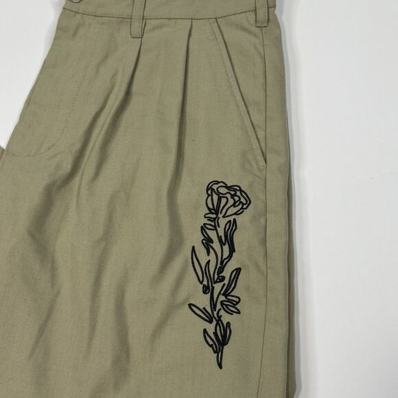 Obey Pants Fubar Pleated Mens Size 34 Stone Embroidered Rose - Picture 4 of 8